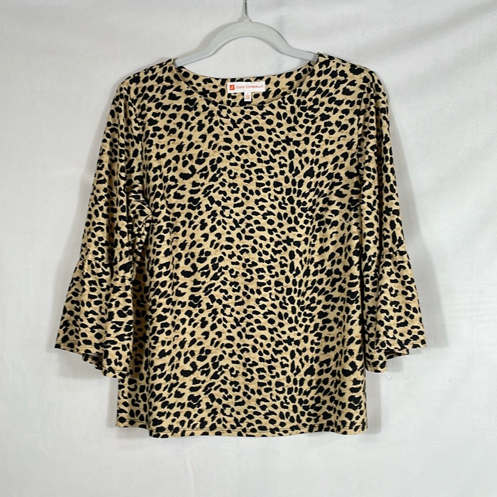 Jude Connally Top Size L Animal Print Leopard EUC